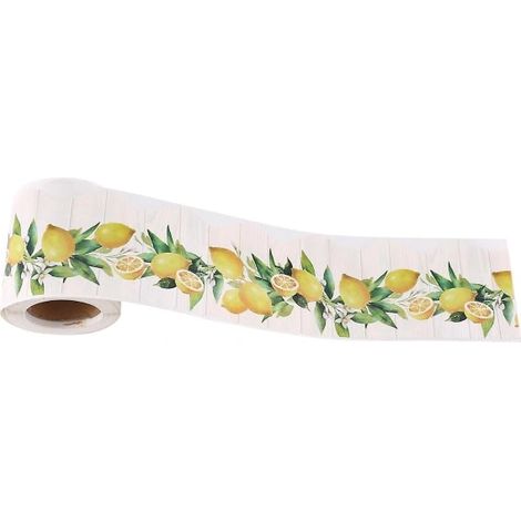 1 rouleau de bordure autocollante pour tableau d'affichage, bordure en bois blanc citron, bordure ondulée citron (1/5)