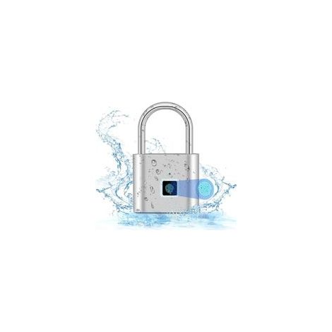 Cadenas à Empreinte Digitale Intelligent Étanche USB Serrure Biométrique Haute Sécurité Pour Casier Gym Bagages Armoire Argent (1/4)