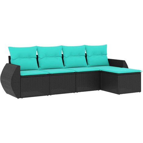 Maison Exclusive - Set Divani da Giardino 5 pz con Cuscini Nero in Polyrattan
