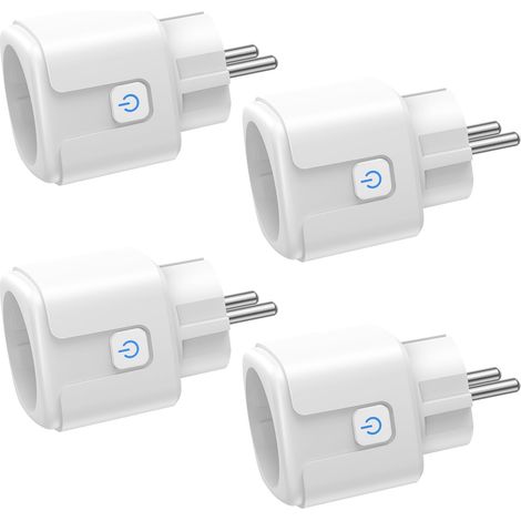 Spina intelligente WiFi, confezione da 4, 16 A 3680 W, presa WiFi con monitoraggio del consumo energetico, telecomando, controllo vocale, compatibile con Alexa e Google - per la Francia