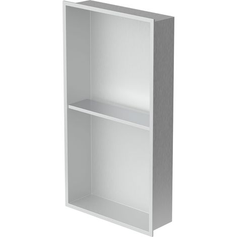 LuxeBath Nicchia a Parete in Acciaio Inossidabile con 2 Ripiani 30x60x10 cm Argento Nicchia per Doccia con Telaio Ripiano Doppio Incorporato Nicchia Piastrellabile per Bagno Nicchia Piastrellabile