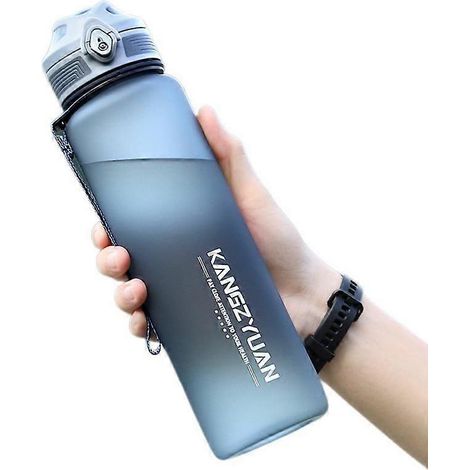 Tragbarer, isolierter Becher aus robustem Tritan für Sport, ideal für Sommer, Radfahren, Fitness und zum Auffangen von Missgeschicken. Großes Fassungsvermögen, dunkelgrau, 1000 ml (WZ2088).