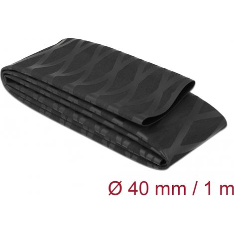 Delock Tubo termorretrÃ¡ctil negro con patrÃ³n en X antideslizante de 1 m x 40 mm