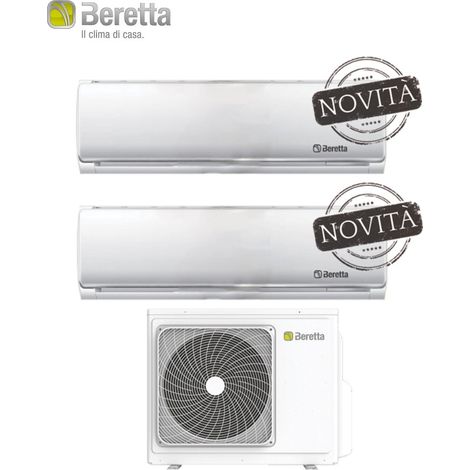 climatizzatore condizionatore beretta dual split inverter serie breva 9000+9000 btu r-32 con ue 18000-2 wi-fi optional classe a++