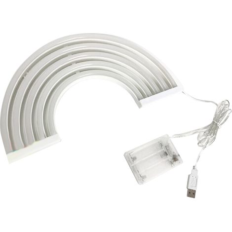 Néon LED Arc-en-ciel Décoration Murale PVC Multicolore 31x19cm Alimentation USB et Piles AA Mode Lumière Continue (1/5)