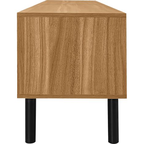 Meuble TV design avec 4 portes, MDF noir et bois naturel, 170 x 38 x 47 cm (1/5)