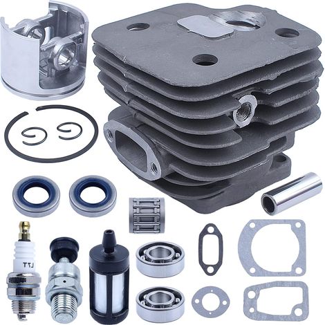 Kit piston-cylindre grand alésage 52mm pour Husqvarna 162 266 266SE pour tronçonneuse Nikasil, cylindre, piston, axe, segment, circlip, bougie, joint cylindre/admission/carburation/silencieux (1/5)