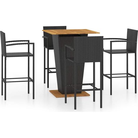 Maison Exclusive - 5-tlg. Gartenbar-Set Schwarz (1/5)