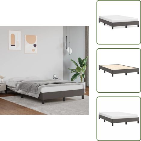Bettgestell ohne Matratze Grau 120x190 cm Kunstleder - Bettrahmen - Schlafzimmermöbel - Kunstlederbettwäsche - Doppelbett - Boxspringbett (1/5)