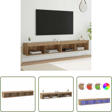 Bois d'ingénierie - Ensemble meuble TV avec LED Chêne artisanal Bois d'ingénierie (1/5)
