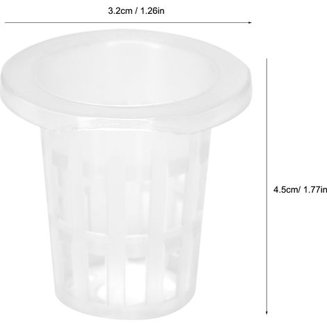 Panier hydroponique PP Transparent 10 unités pour plantes sans sol - Lot de 10 paniers hydroponiques transparents pour jardin et balcon, légers, réutilisables, diamètre 3.2cm, hauteur 4.5cm (1/5)