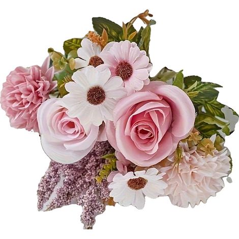 Bouquet de Roses Artificielles, Fleurs en Soie, Décoration de Mariage Élégante, Rose (1/2)