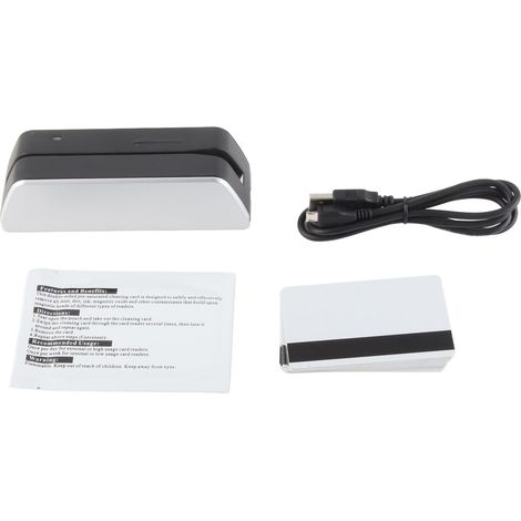Lecteur de cartes 3 pistes avec interface USB, mini lecteur de bande magnétique pour cartes d'identité, de crédit et de débit, batterie intégrée (1/5)