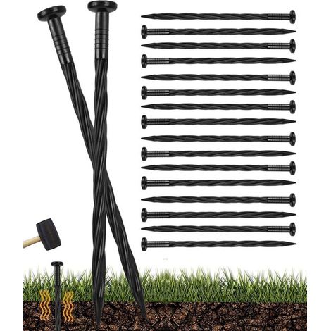 50er-Packung Kunststoff-Erdanker für Gartenränder 20 cm lange Spiral-Erdanker Gartenanker Zeltnägel Geeignet für Rasenbegrenzungen Pflasterkanten (1/5)