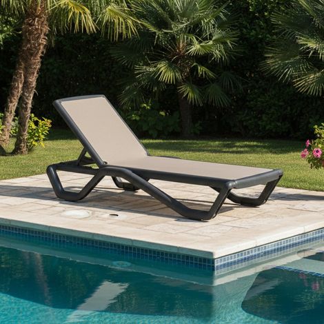 Tumbona Rochelle, Silla de Jardín Apilable, Ajustable 4 Posiciones, Soporta 120 kg, Fabricado en Italia, Respaldo Ajustable (1/3)