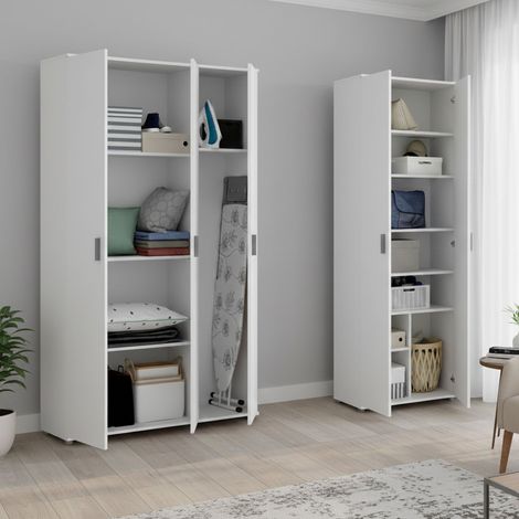 Armadio Multiuso Grande Brumano, Modulabile, 10 Ripiani, 5 Ante, 177x190h cm Bianco (1/5)