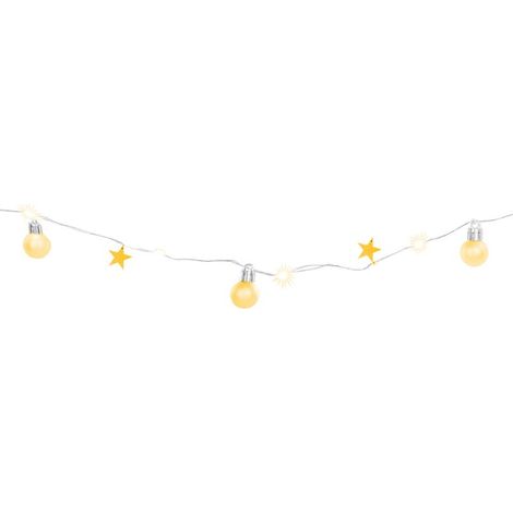 Lichterkette MagicHome Ball, 20x LED warmweiß, mit Kugeln und Sternen, gold, 2xAA, Dauerlicht, Beleuchtung, L-1,9 m (1/4)