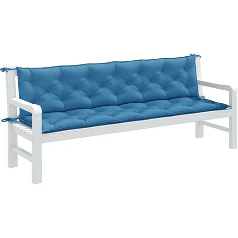 Gartenbank-Auflagen 2 Stk. Melange Blau 200x50x7 cm Stoff