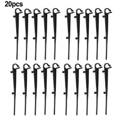 Lot de 40 Crochets de fixation grillage de protection de gouttière en PP, longeur de 16cm, entraxe de 7.2cm, noir (1/4)