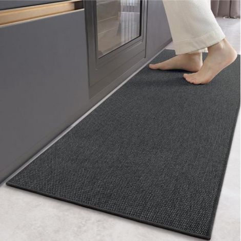 Küchenmatte – 44 x 150 cm – Rutschfest – Waschbar – Gummierte Rückseite – Teppich – Leicht zu reinigen – Schnelltrocknend – Grau (1/5)