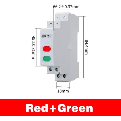 (Rouge Vert AC DC24V) Boîtier de distribution sur rail DIN, voyant d'alimentation, voyant de signalisation LED 220 V/24 V, format fin, monop. Voyants d'avertissement rouge et vert. Affichage (1/5)