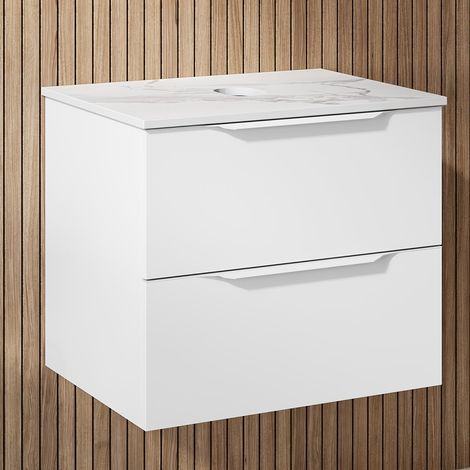 600mm Countertop Bathroom Vanity Unit Wall Hung Furniture Soft Close White (1/5)