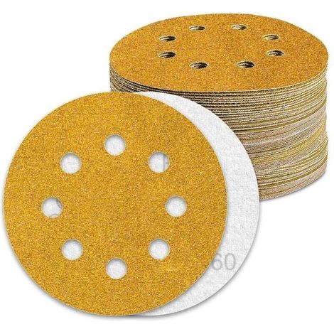 Disque Poncage 125mm Grain 60 Papier Poncer 80pcs Disques Abrasif pour Ponceuse Excentrique Papier de Verre