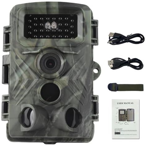 Caméra de Surveillance de la Faune 1080P multifonctionnelle 58MP IP66 résistante à l'eau, caméra Infrarouge Portable d'extérieur avec 34 LED (1/5)