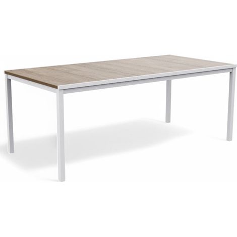 Tavolo rettangolare con struttura in acciaio effetto legno per interno esterno Porto - 159x95xH75 cm (1/2)