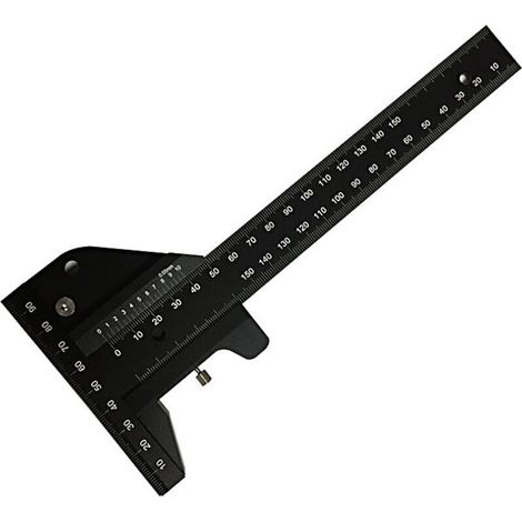 Règle de Menuiserie, Règle de Traçage Multifonctionnelle pour le Travail du Bois, Règle en forme de T en aluminium, Dispositif de traçage, Outil de mesure de 0-280mm, Mesure précise à 0,02 mm (1/5)