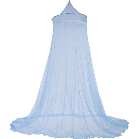 Voile moustiquaire princesse dentelle élégant pour lit fille - Ciel de lit bleu pour chambre d'enfant (1/5)