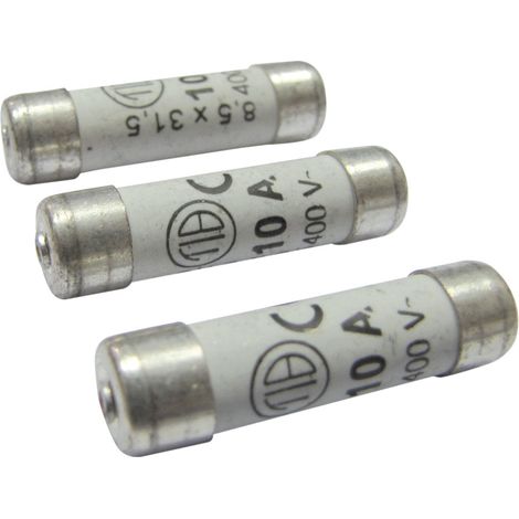 Lot de 3 fusibles céramique à voyant, 8.5x31.5mm, 10A, 400V - Tibelec (1/2)