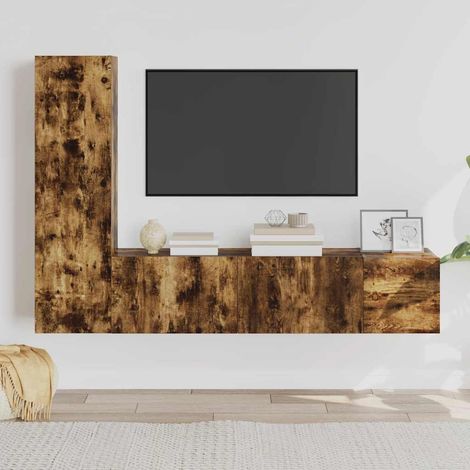 3-tlg. TV-Schrank-Set Räuchereiche Holzwerkstoff