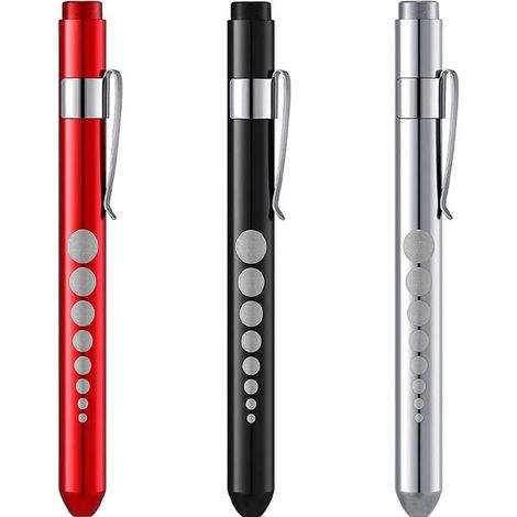 LED Penlight Lampe Penlight Pen Torch (lot de 3), Lampe Stylo LED Réutilisable avec calibre de pupilles avec clip de poche (1/5)