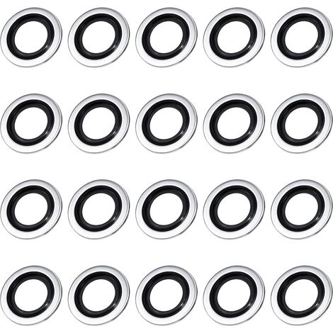 20 Pieces Drain Plug Gasket, 24 x 16 mm Aluminium 110265505R 6079970345, Engine Oil Pan Gasket, Compatible with Replacement Drain Washer (1/5)