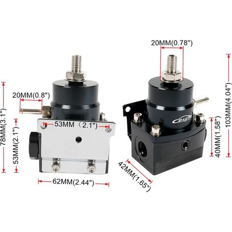 AN6 Universal Fuel Pressure Regulator for Vehicle Modifications, Turbochargers, Fuel Pressure Gauge with Connection, 1 Piece