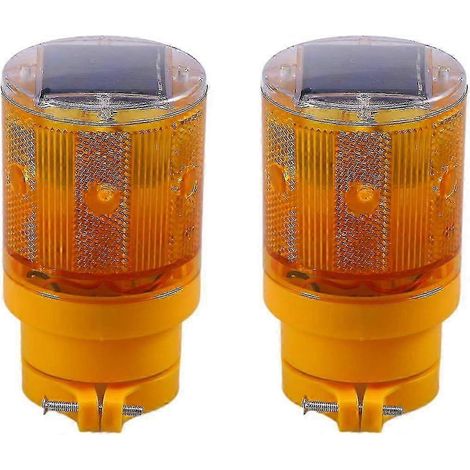 Feu de signalisation clignotant sans fil à énergie solaire, orange, pour barrières de sécurité, lot de 2, classe énergétique A+ (1/5)