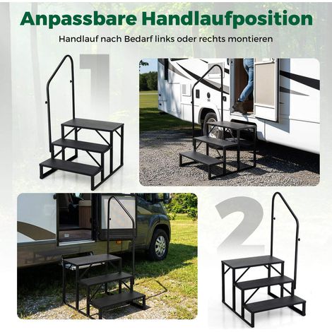 Gradino per camper con corrimano - Resistente, antiscivolo, largo 65 cm