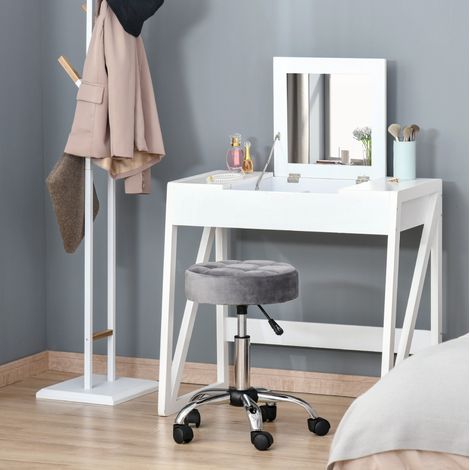 Taburete de salón con ruedas regulable en altura giratorio gris 35x35x49-61 cm (1/5)