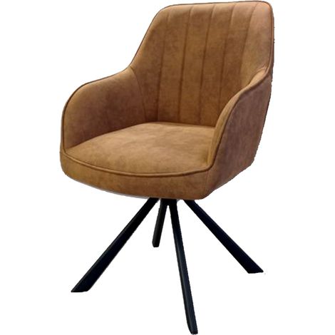 Chaise rotative Xara cognac pieds métal noir (1/4)