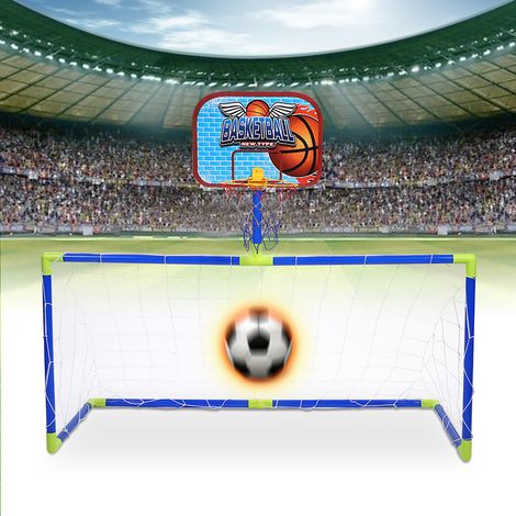 Système de mini-basketball/football pour intérieur et extérieur, panneau, ballons, kit de jeu pour enfants (1/5)