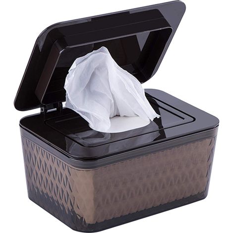 Boîte à lingettes pour bébé, Avec couvercle, Boîte de rangement pour lingettes humides, Réutilisable, Pour les lingettes de voyage (Brun)