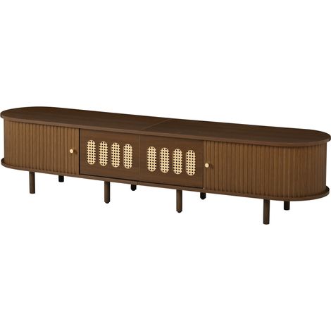 Mobile TV da 180 cm in MDF color noce con 2 cassetti e porte avvolgibili (1/5)