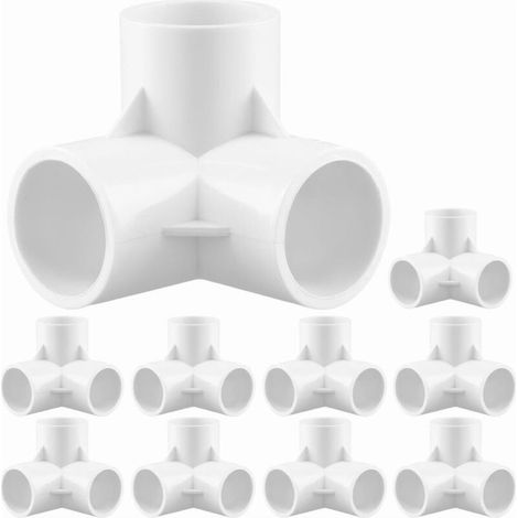 Lot de 10 Raccords PVC en T 32mm Blanc Connecteurs Angulaires pour Tuyauterie Plastique Robustes et Étanches (1/5)