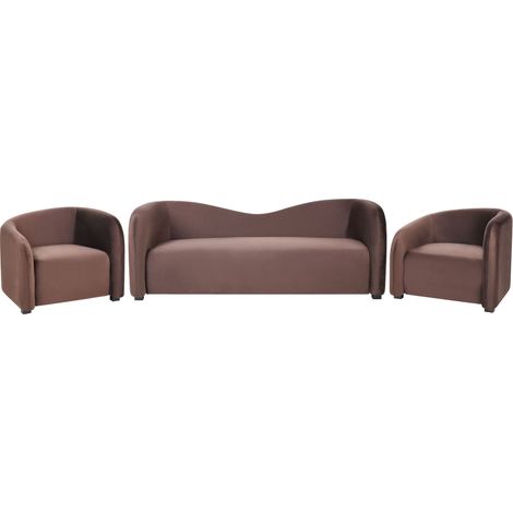 Sofa Set 5-Sitzer VELTADA Samtstoff Dunkelbraun
