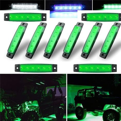 Set mit 10 LED-Unterbodenleuchten, Lichtleisten, Radlaufleuchten, LED-Unterbodenleuchten für LKWs, Golfwagen, Jeep Wrangler, RZR, Offroad, F150, F250, Schneemobile (grün) (1/4)