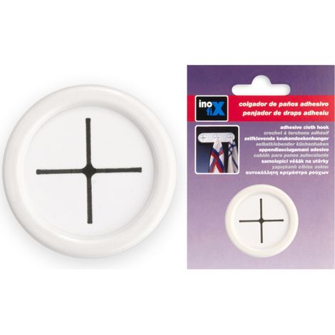ACCROCHE TORCHON 1 TROU ADHÉSIF BLANC EN BLISTER INOFIX 66592 (1/3)