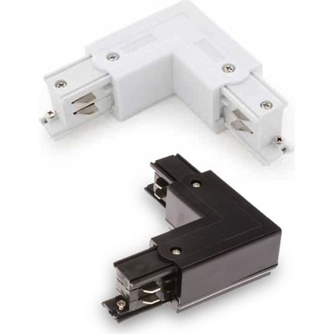 IluminaShop - Conector tipo L para Carril Trifasico Blanco / Negro Blanco