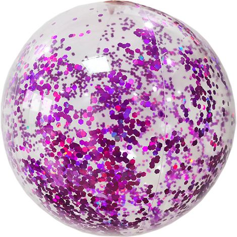 Beach Ball - Inflatable Glitter Pool Ball - Transparent Sequin Design - For Beach Pool Party - 1 Piece (1/5)