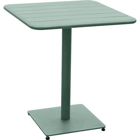 Hesperide – Table de jardin carrée 2 places en acier traité époxy vert olive – Dimensions 65x65x74 cm – Résistante aux UV et facile à entretenir